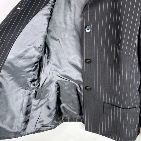 Tahari Arthur S. Levine Black Pinstripe Button Front Blazer 6 - Picture 8 of 15
